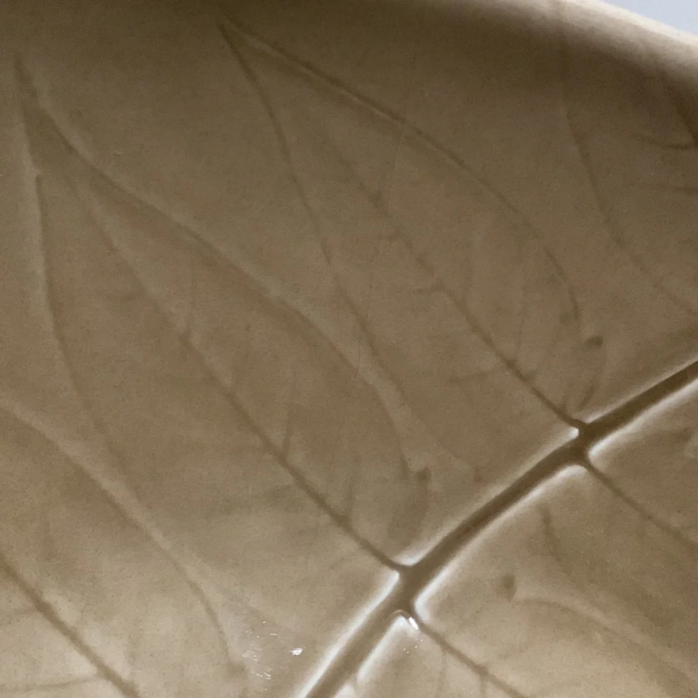 Crate & Barrel Made in Portugal - Oversized Bowl w/ Leaf Branch Impression - 14”